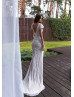 Mermaid Ivory Lace Beading Wedding Dress With Detachable Train